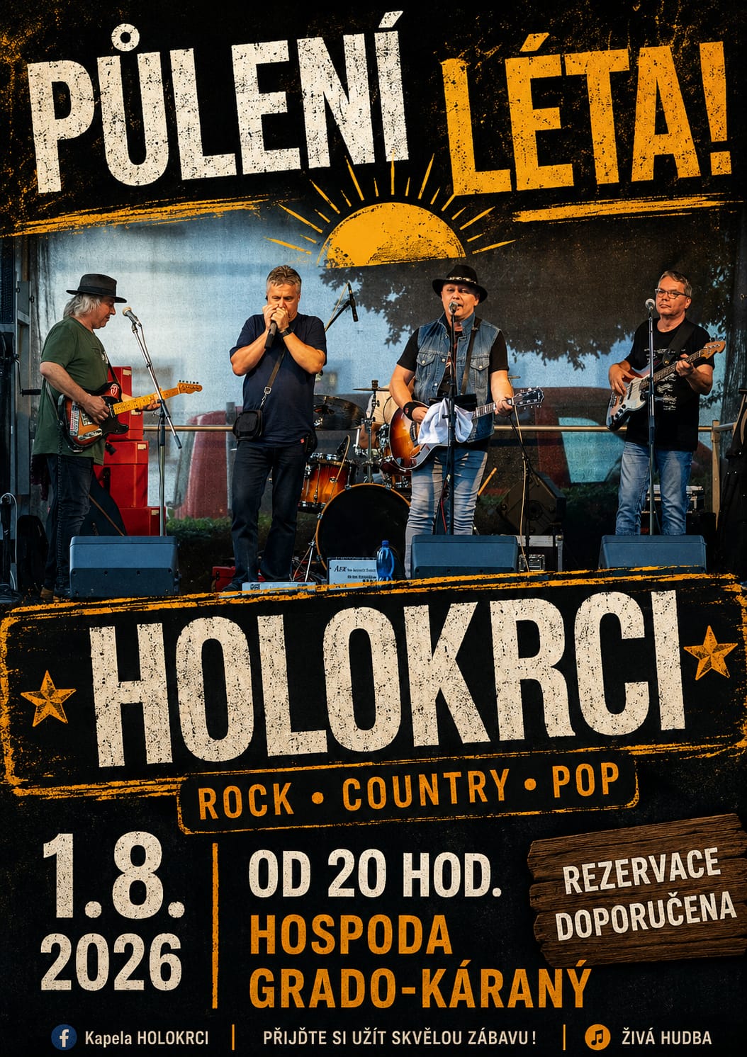 HOLOKRCI — Půlení léta, živá hudba v hospodě Grado 1. 8. 2026